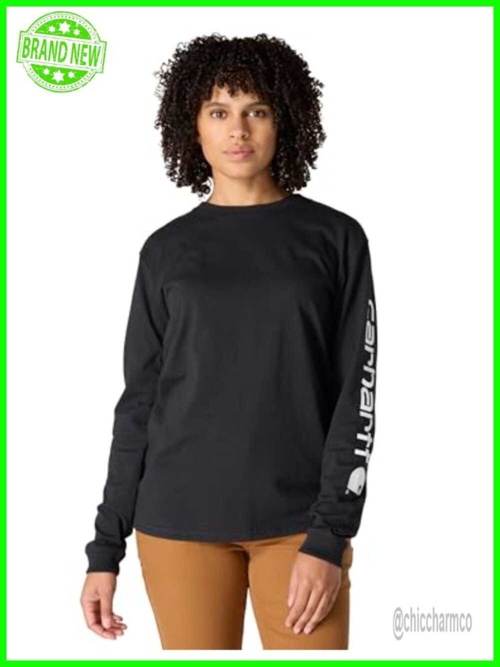 Loose Fit Heavyweight Long Sleeve Crew Neck Logo T-Shirt Cotton Jersey